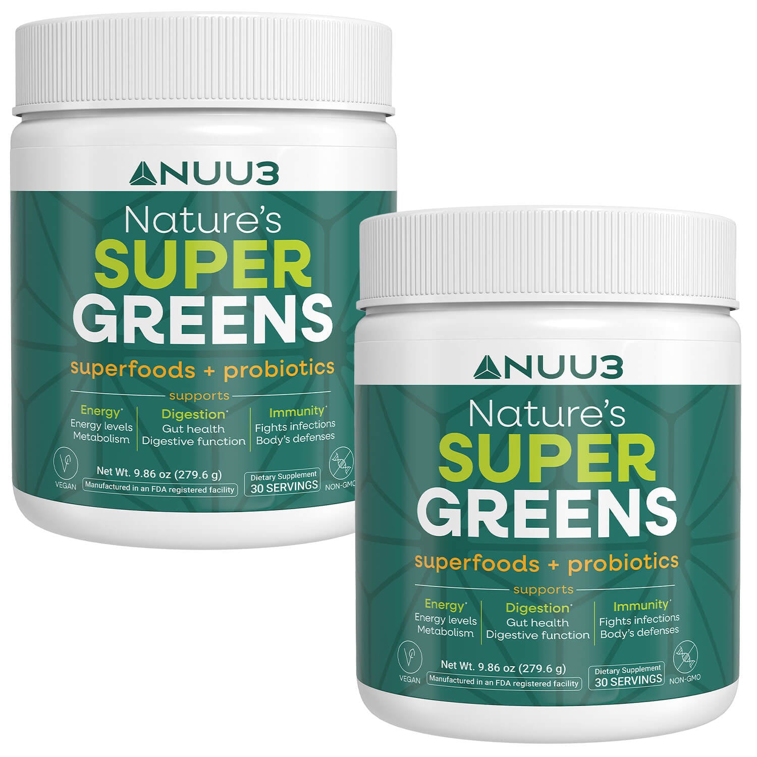 2 Bottles of Nuu3 SuperGreens - Nuu3