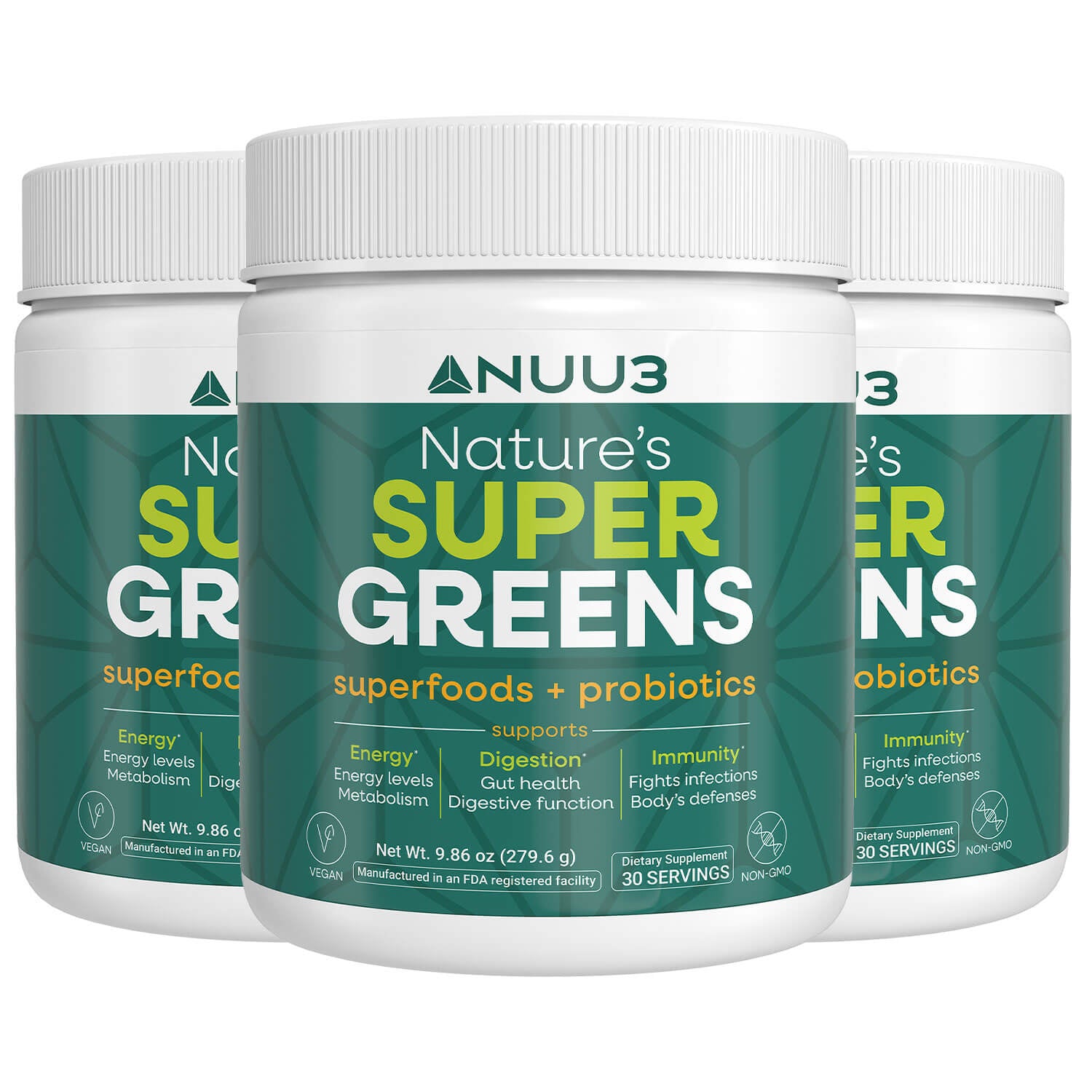 3 Bottles of Nuu3 SuperGreens - Nuu3