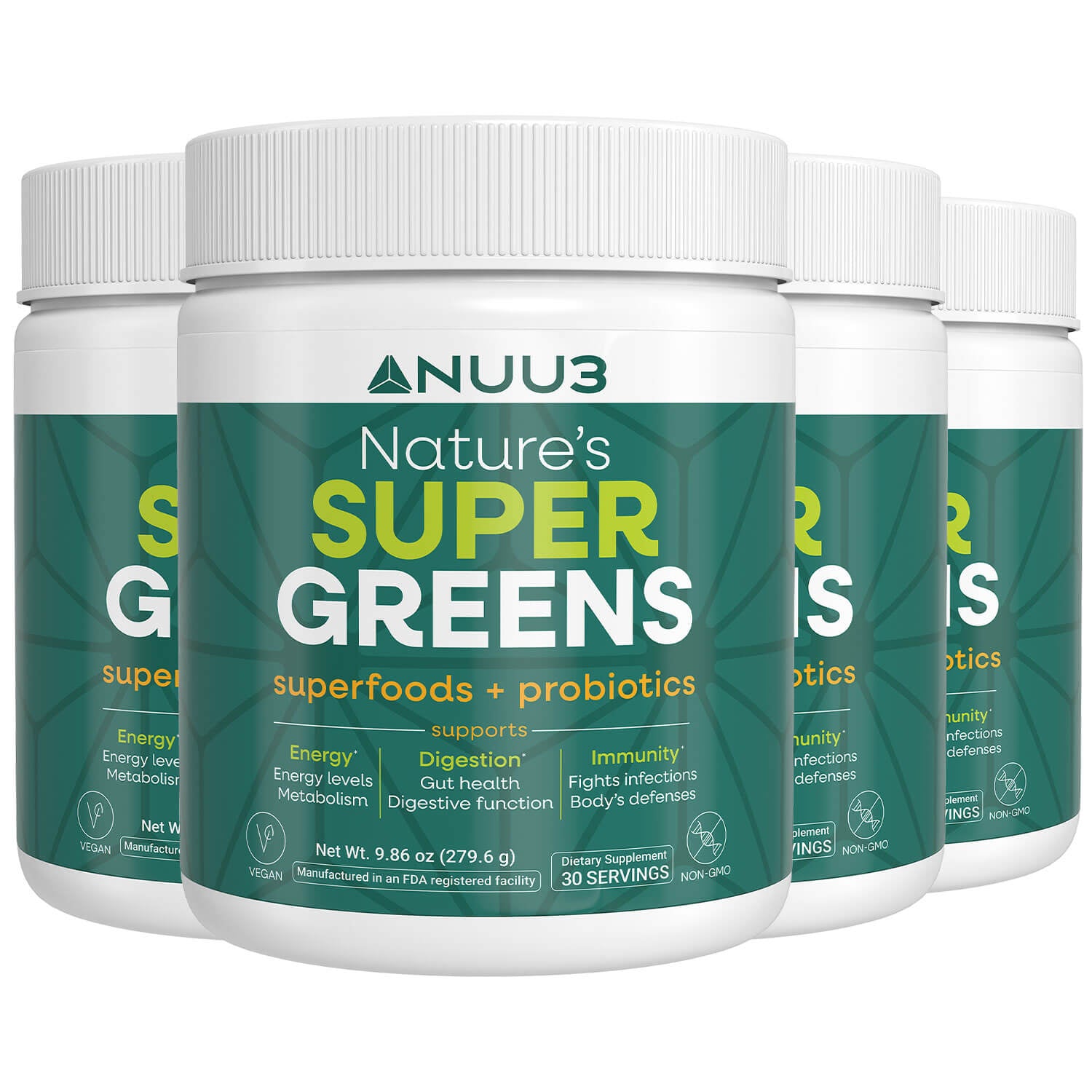 4 Bottles of Nuu3 SuperGreens - Nuu3