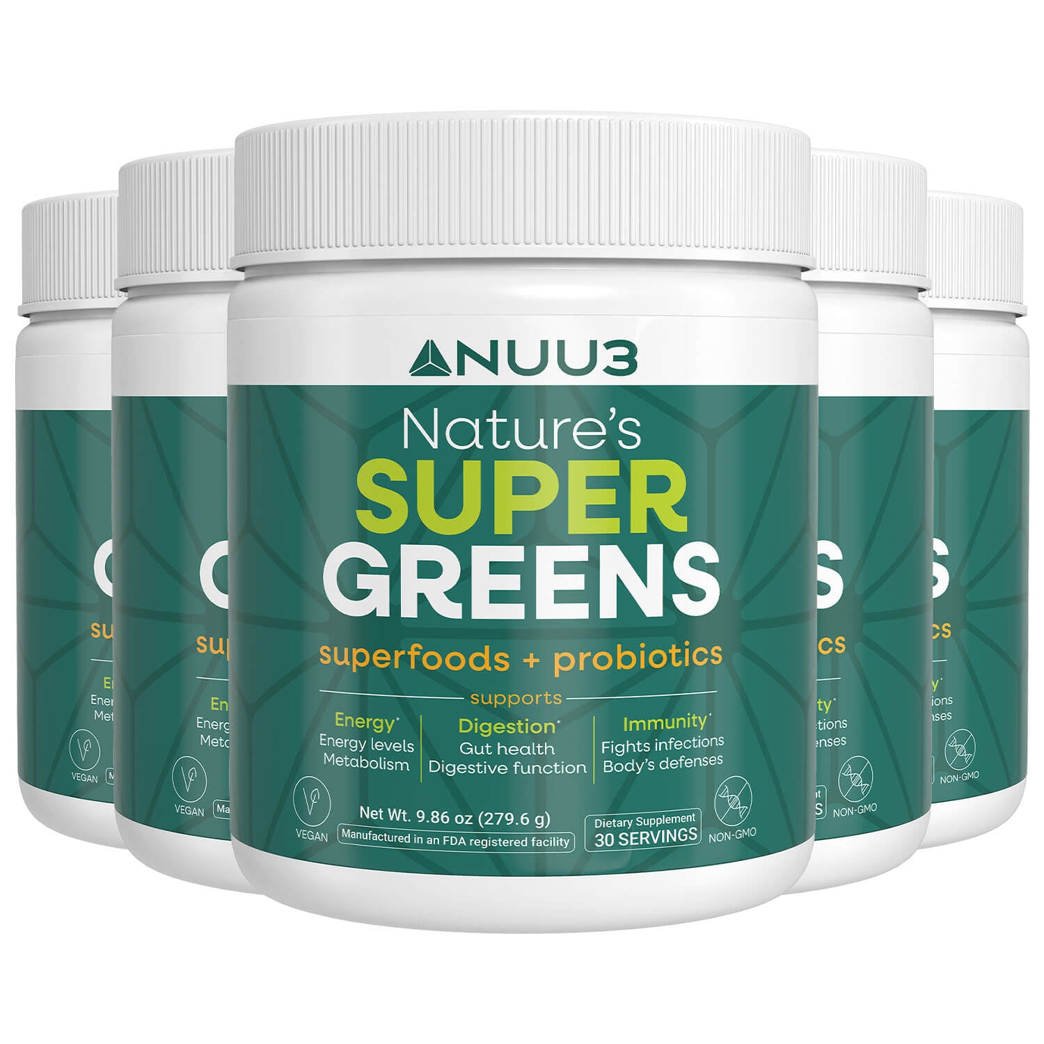 5 Bottles of Nuu3 SuperGreens - Nuu3