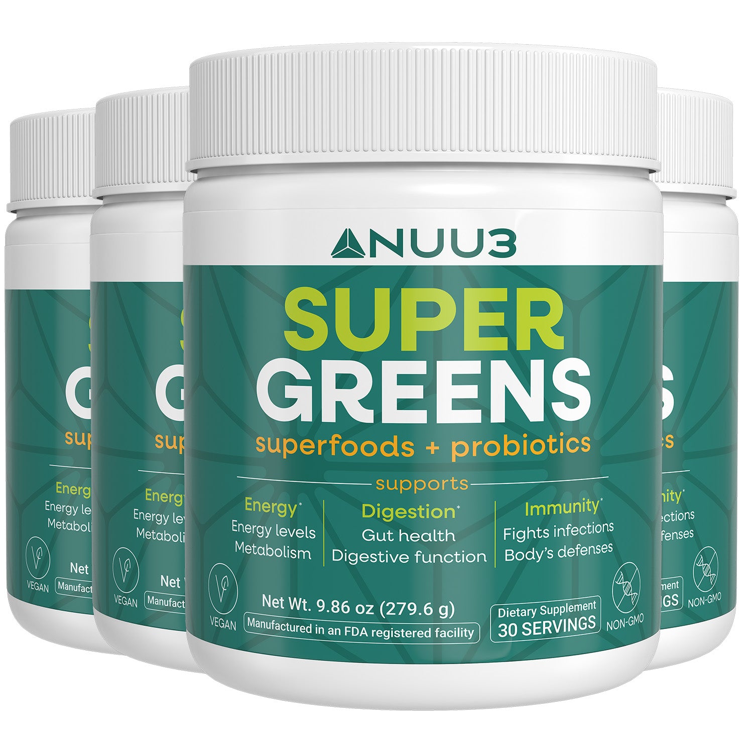 4 Bottles of Nuu3 SuperGreens - Nuu3