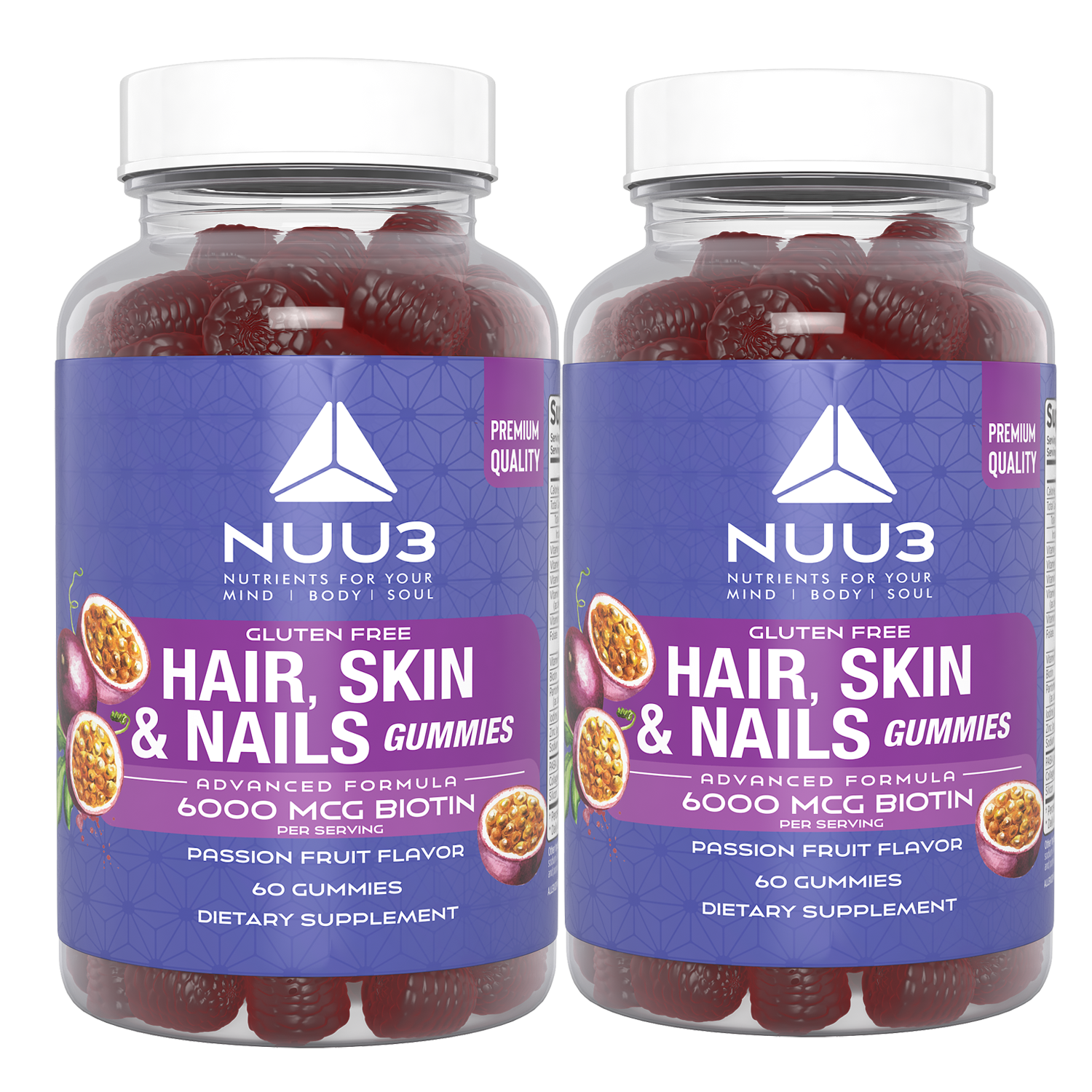 Hair, Skin, and Nails Gummies Bottles - Nuu3