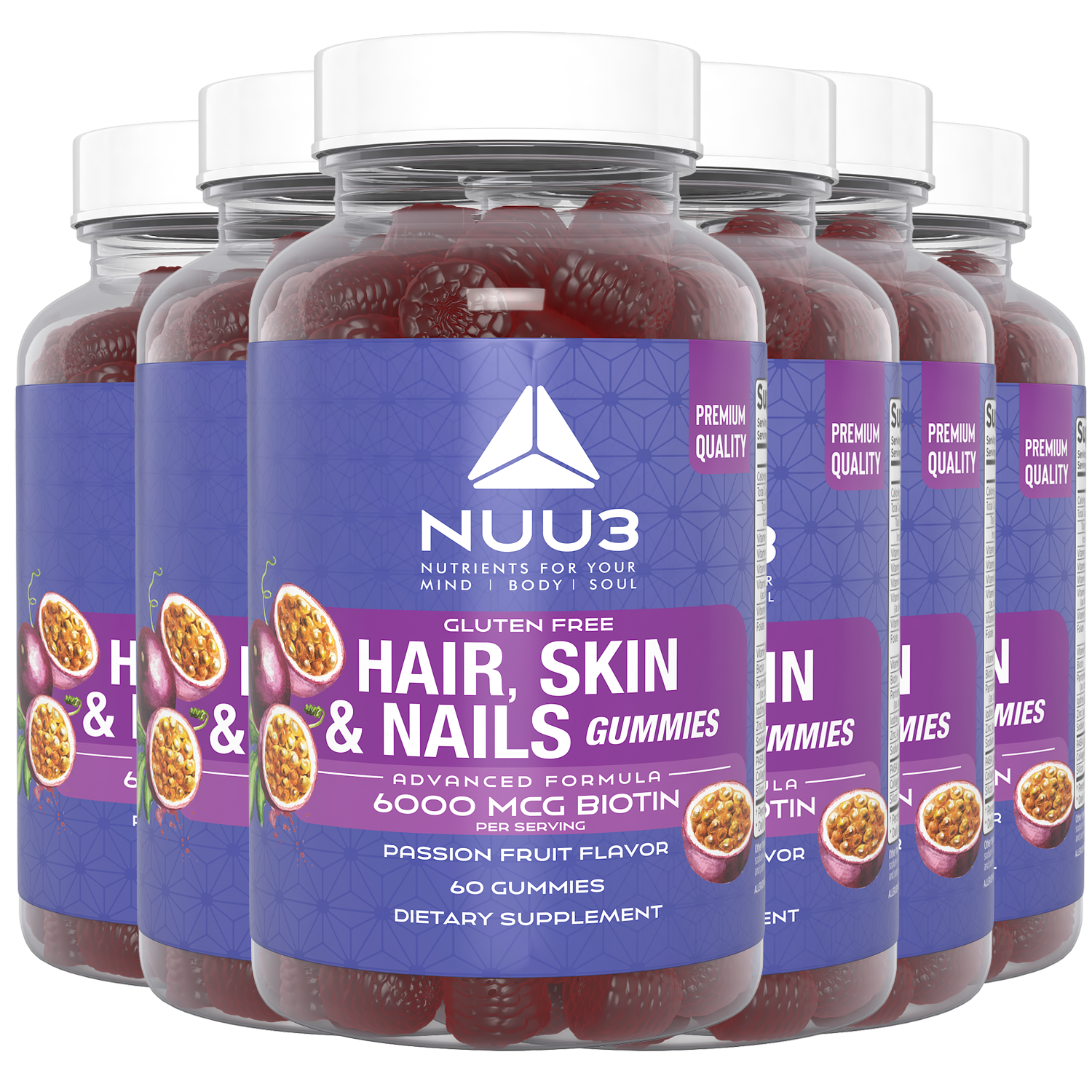 Hair, Skin, and Nails Gummies Bottles - Nuu3